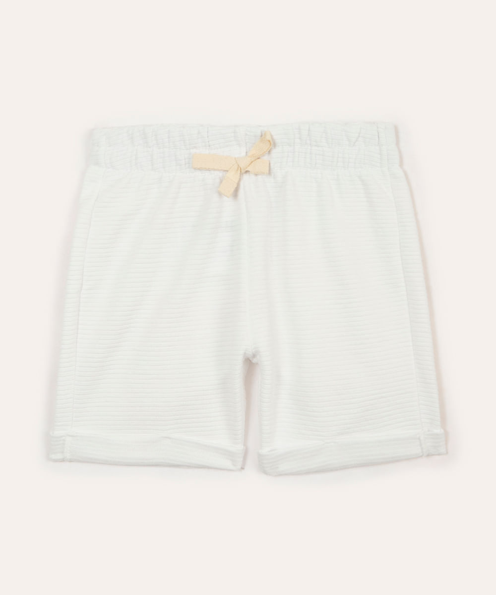 bermuda infantil de malha texturizada off white