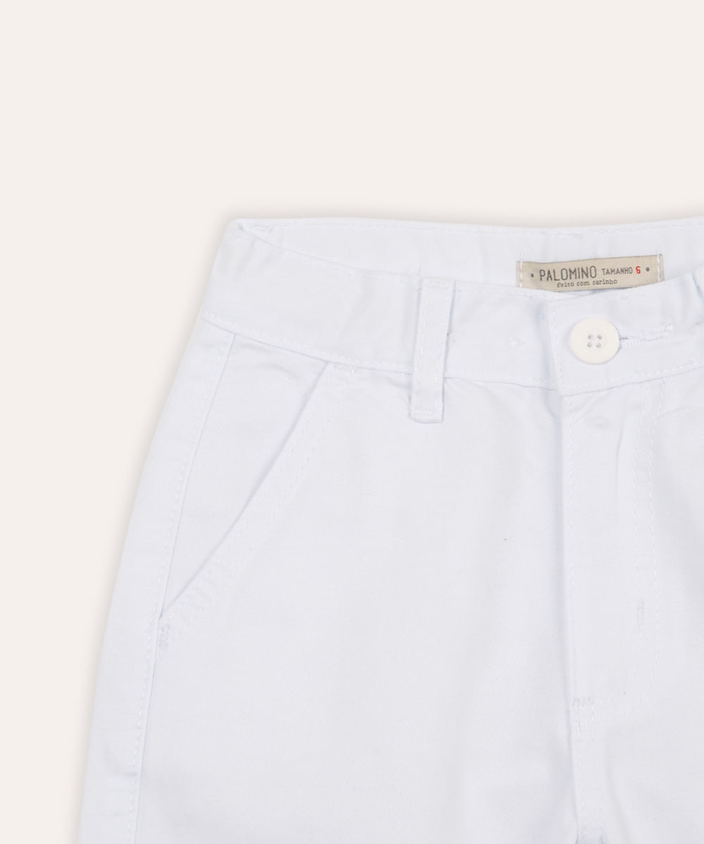 bermuda de sarja infantil bolso chino branca