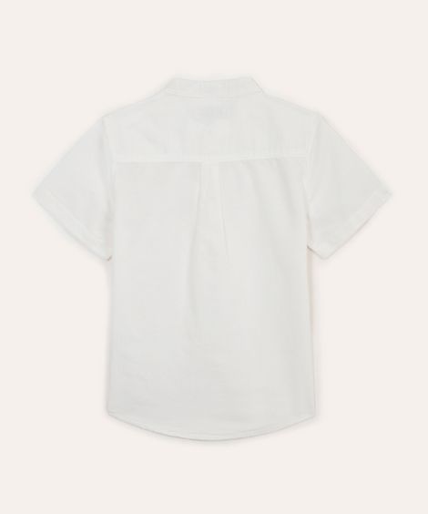 camisa com linho infantil manga curta branca