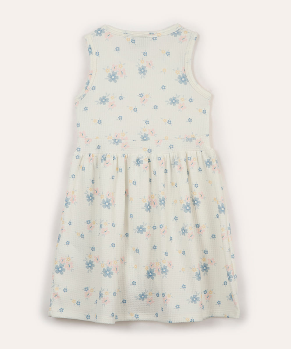 vestido infantil com laço floral off white