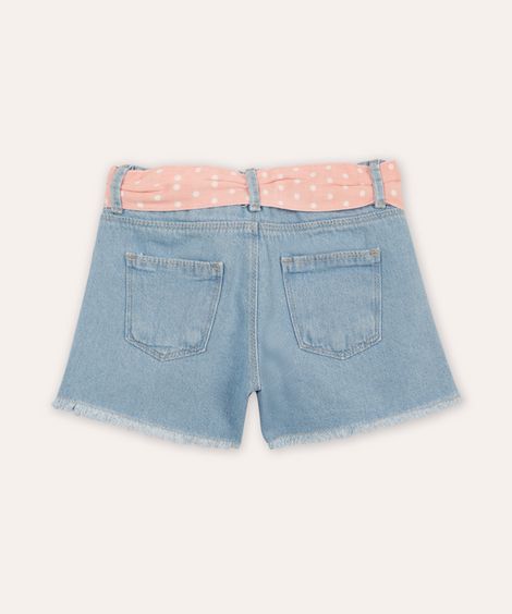 short mom infantil jeans com cinto faixa azul