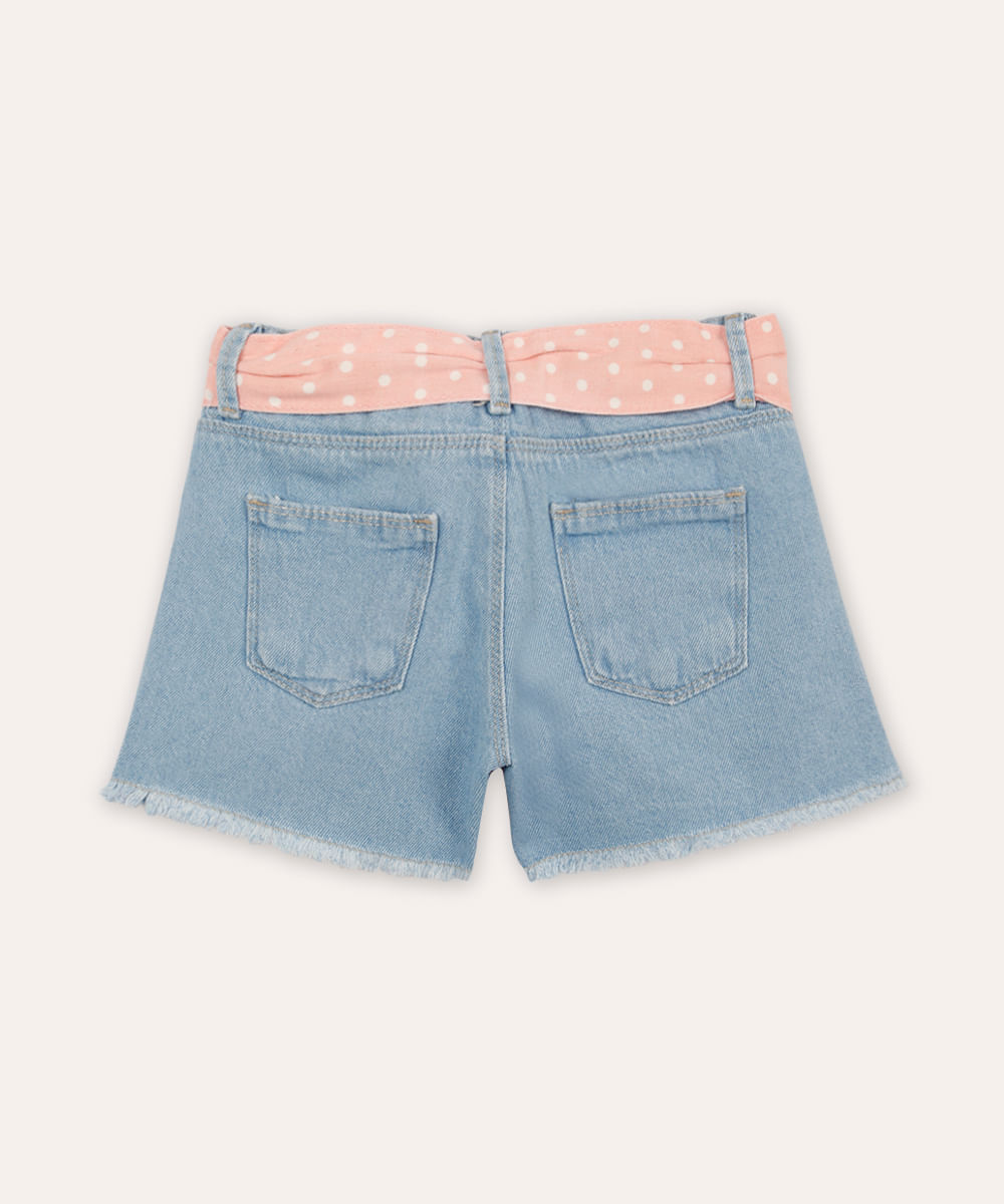short mom infantil jeans com cinto faixa azul