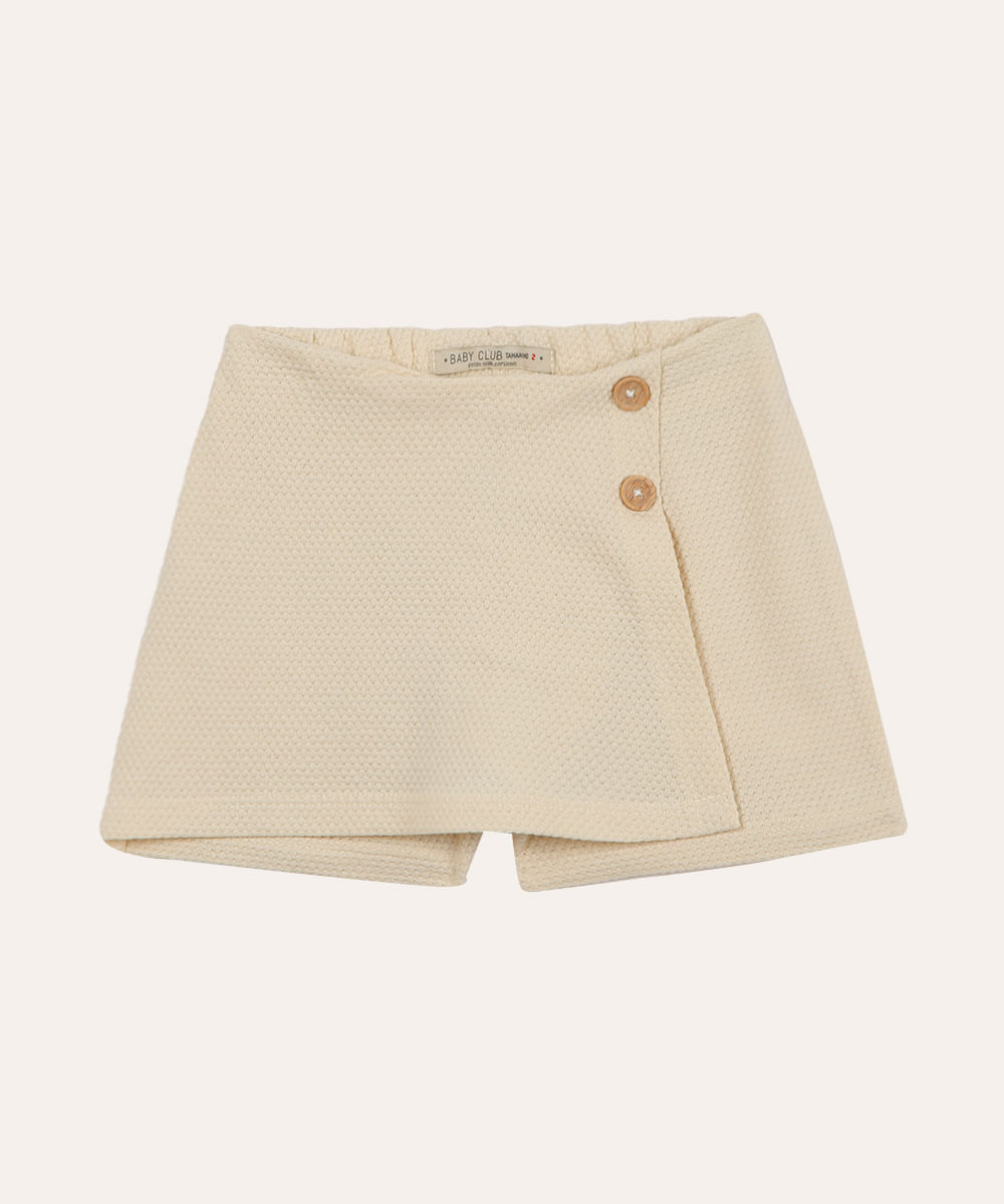short saia infantil texturizado bege