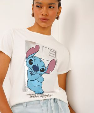 camiseta de algodão stitch off white