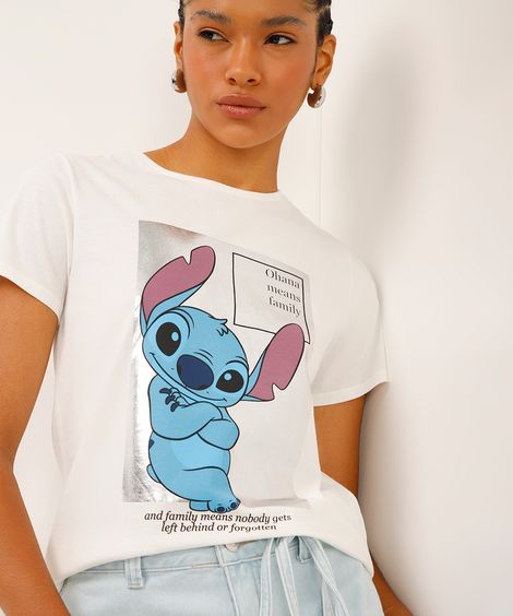 camiseta de algodão stitch off white