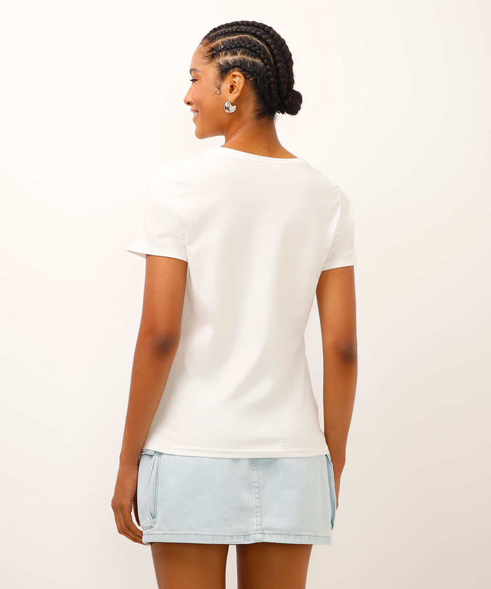camiseta de algodão stitch off white