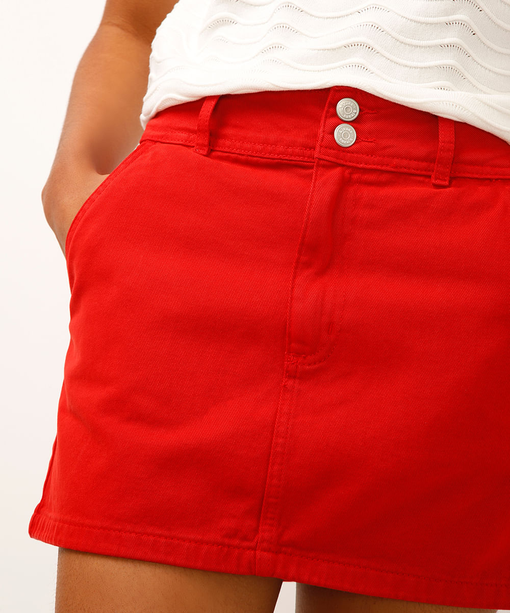 saia curta de sarja vermelha