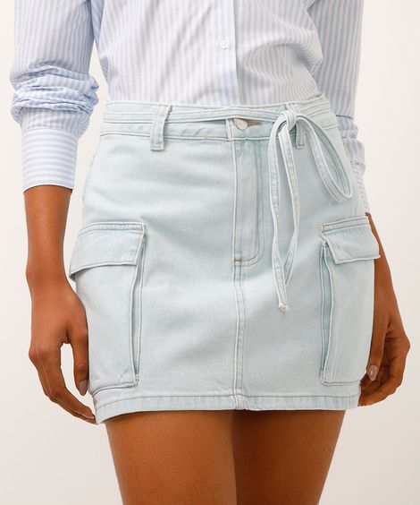 minissaia cargo jeans azul