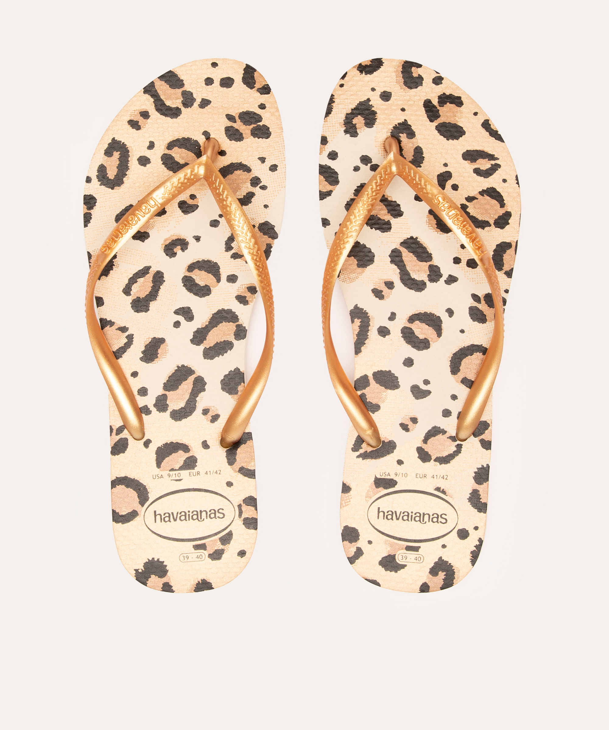 chinelo havaianas slim animal print bege