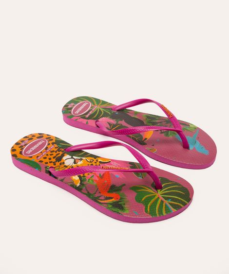 chinelo havaianas slim summer bliss floral rosa