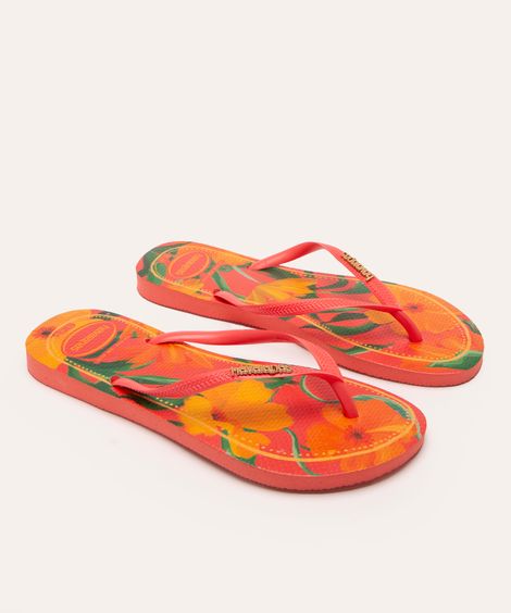 chinelo slim havaianas tropical laranja