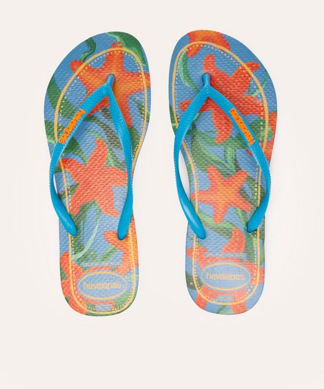 chinelo slim havaianas tropical azul