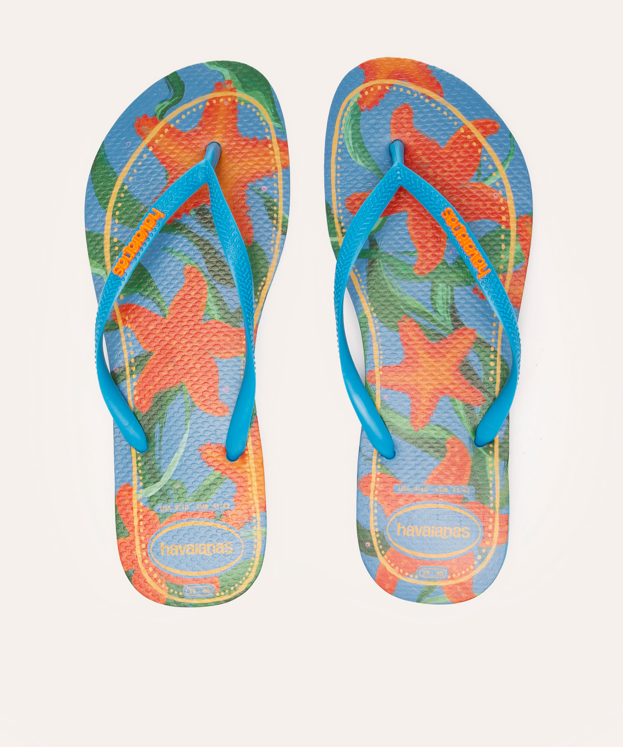 chinelo slim havaianas tropical azul