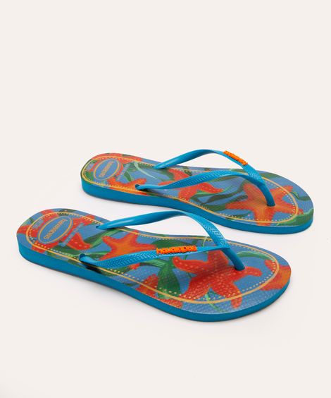 chinelo slim havaianas tropical azul