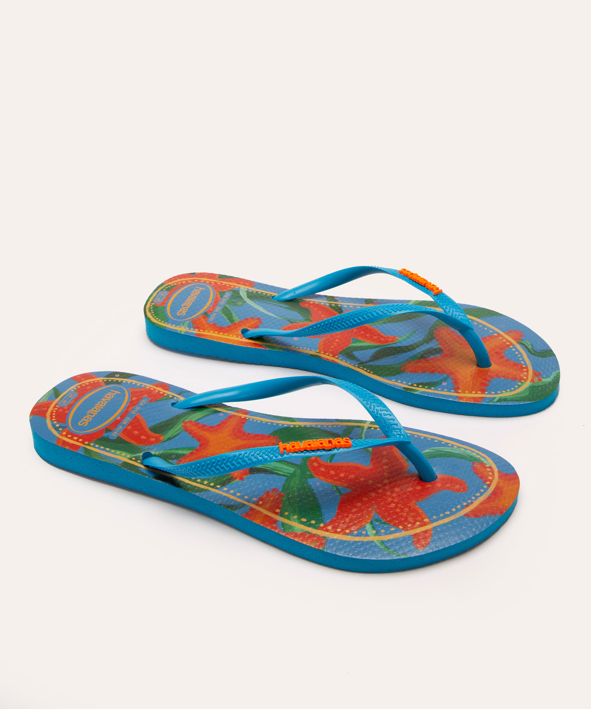 chinelo slim havaianas tropical azul
