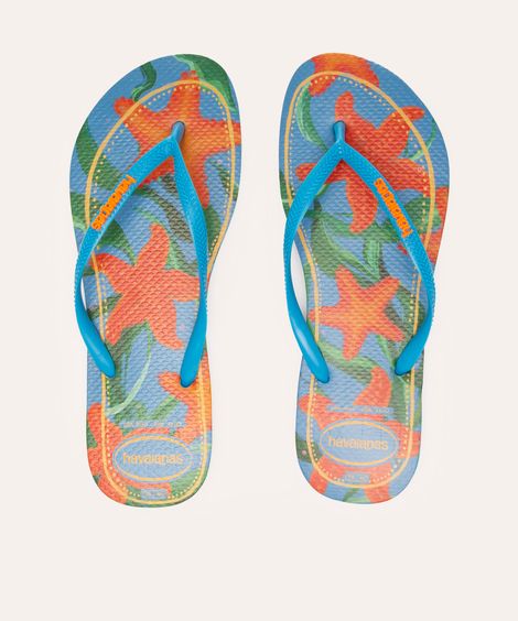 chinelo slim havaianas tropical azul
