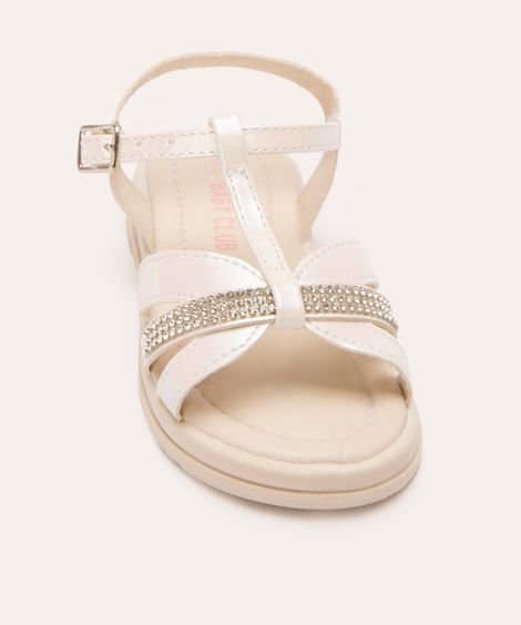 sandália infantil holográfica com brilho branca