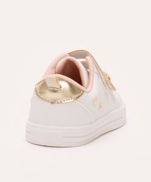 tênis infantil com velcro metalizado branco