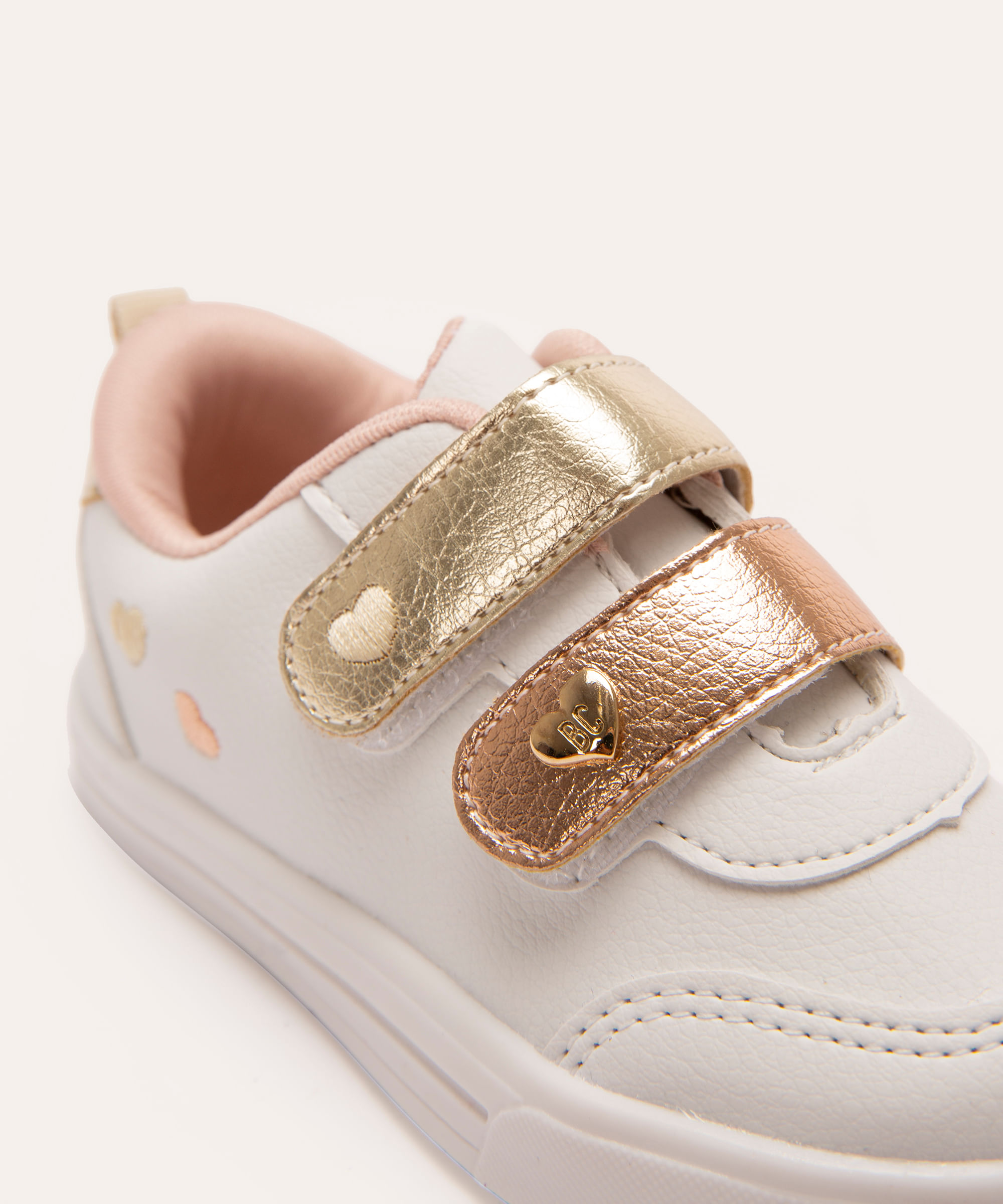 tênis infantil com velcro metalizado branco