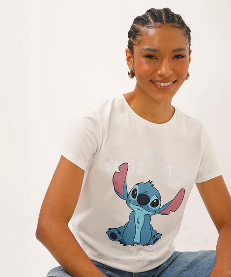camiseta de algodão stitch off white