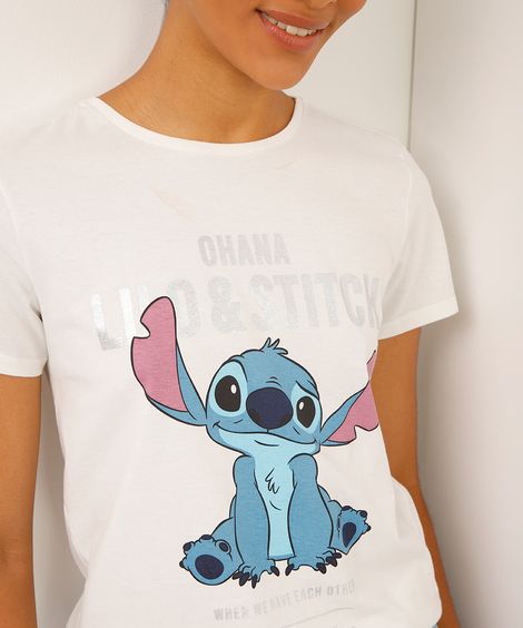camiseta de algodão stitch off white