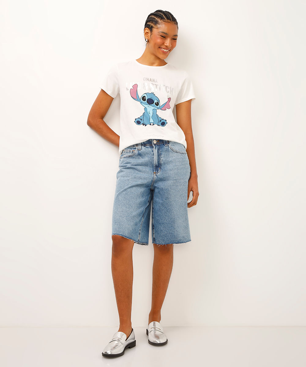 camiseta de algodão stitch off white