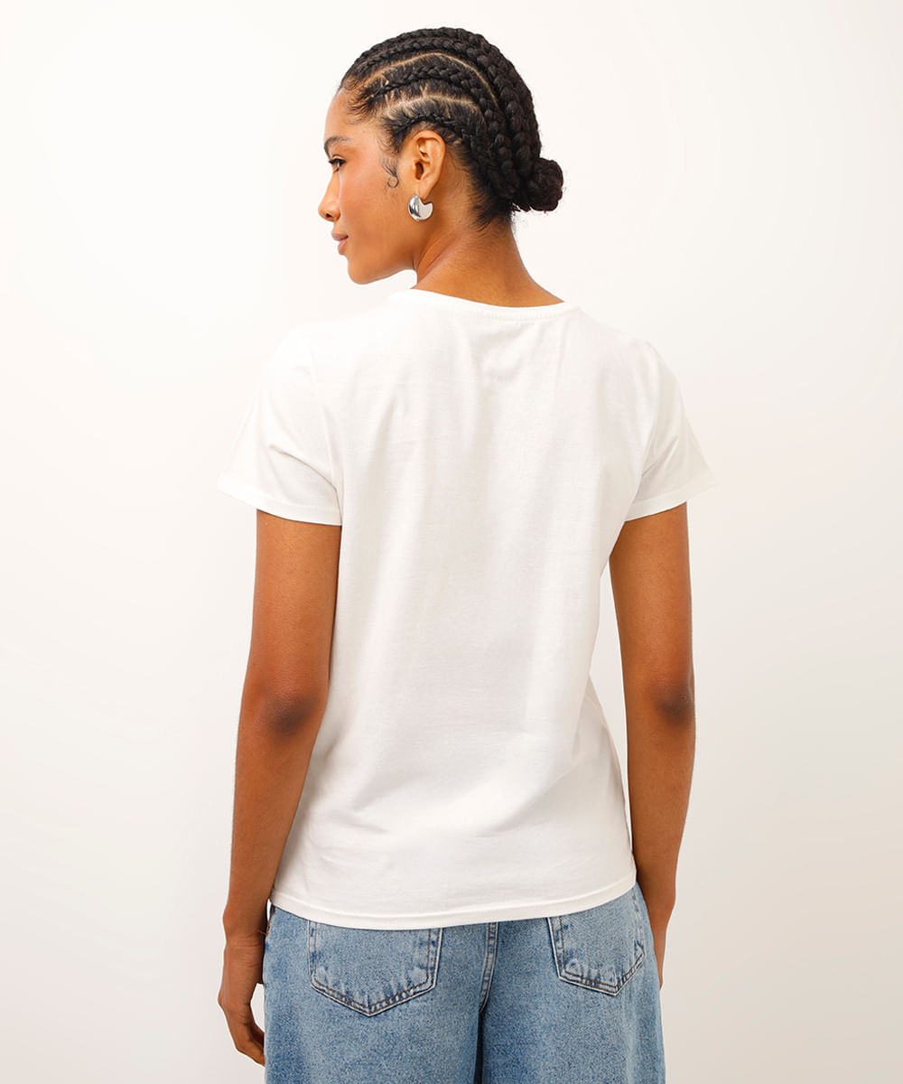 camiseta de algodão stitch off white