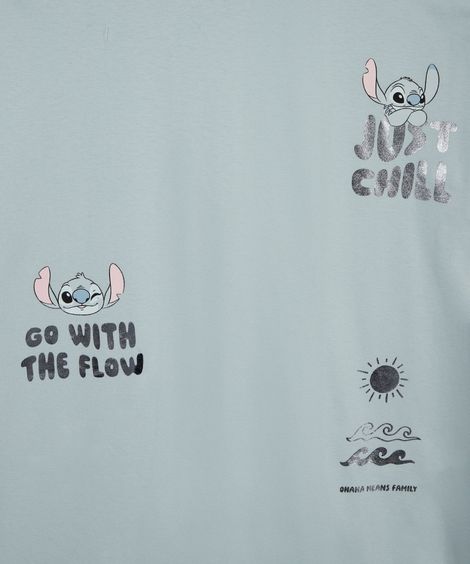 camiseta oversized juvenil stitch azul