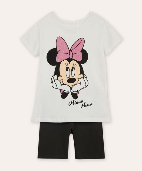 conjunto infantil curto minnie off white