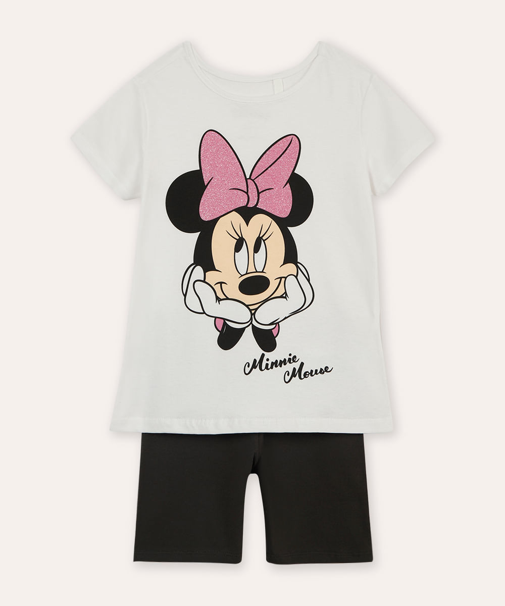 conjunto infantil curto minnie off white