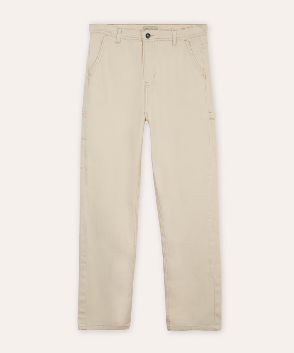 calça skater juvenil de sarja off white