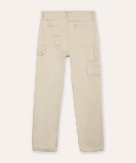 calça skater juvenil de sarja off white