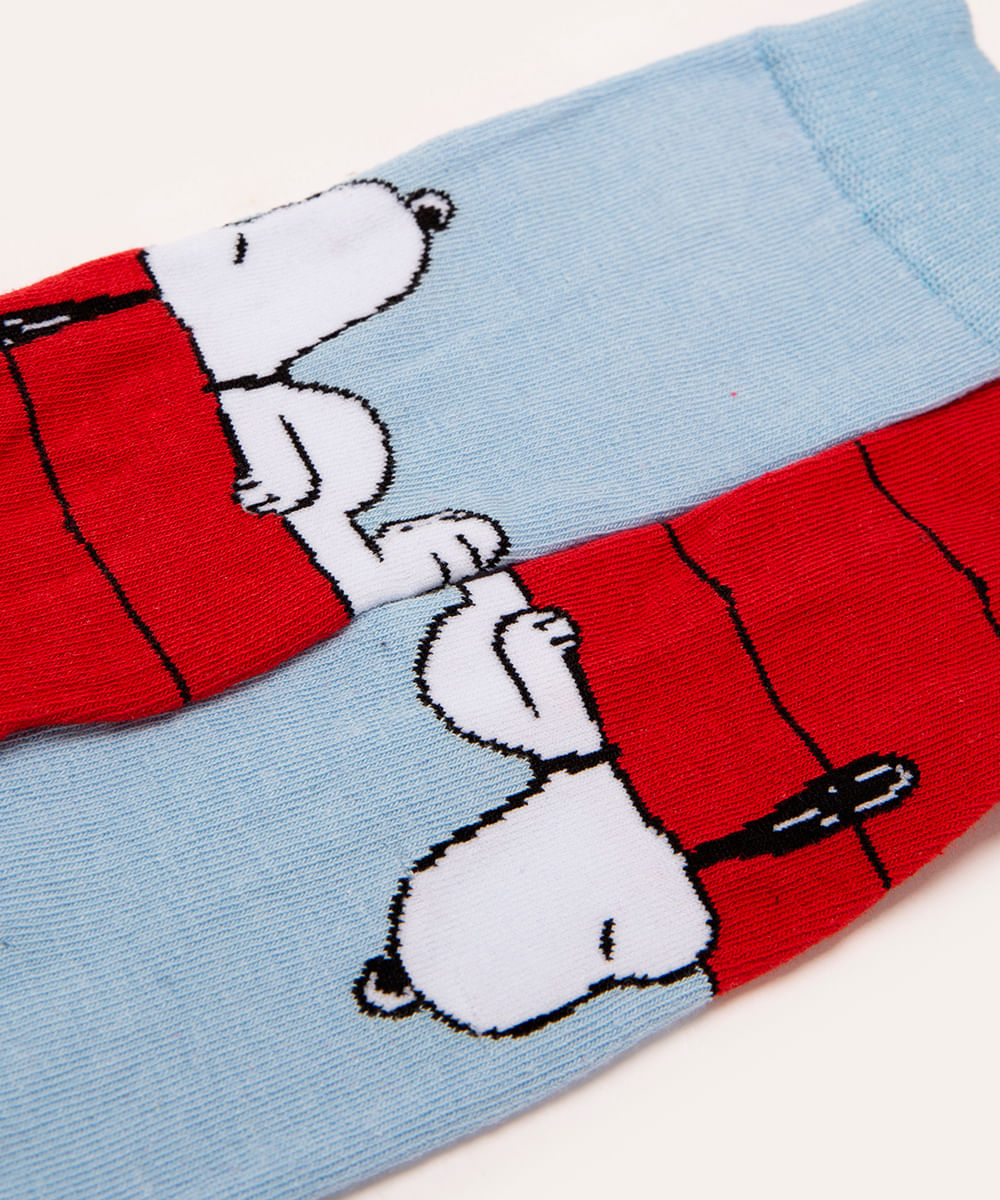 meia cano longo snoopy vermelha