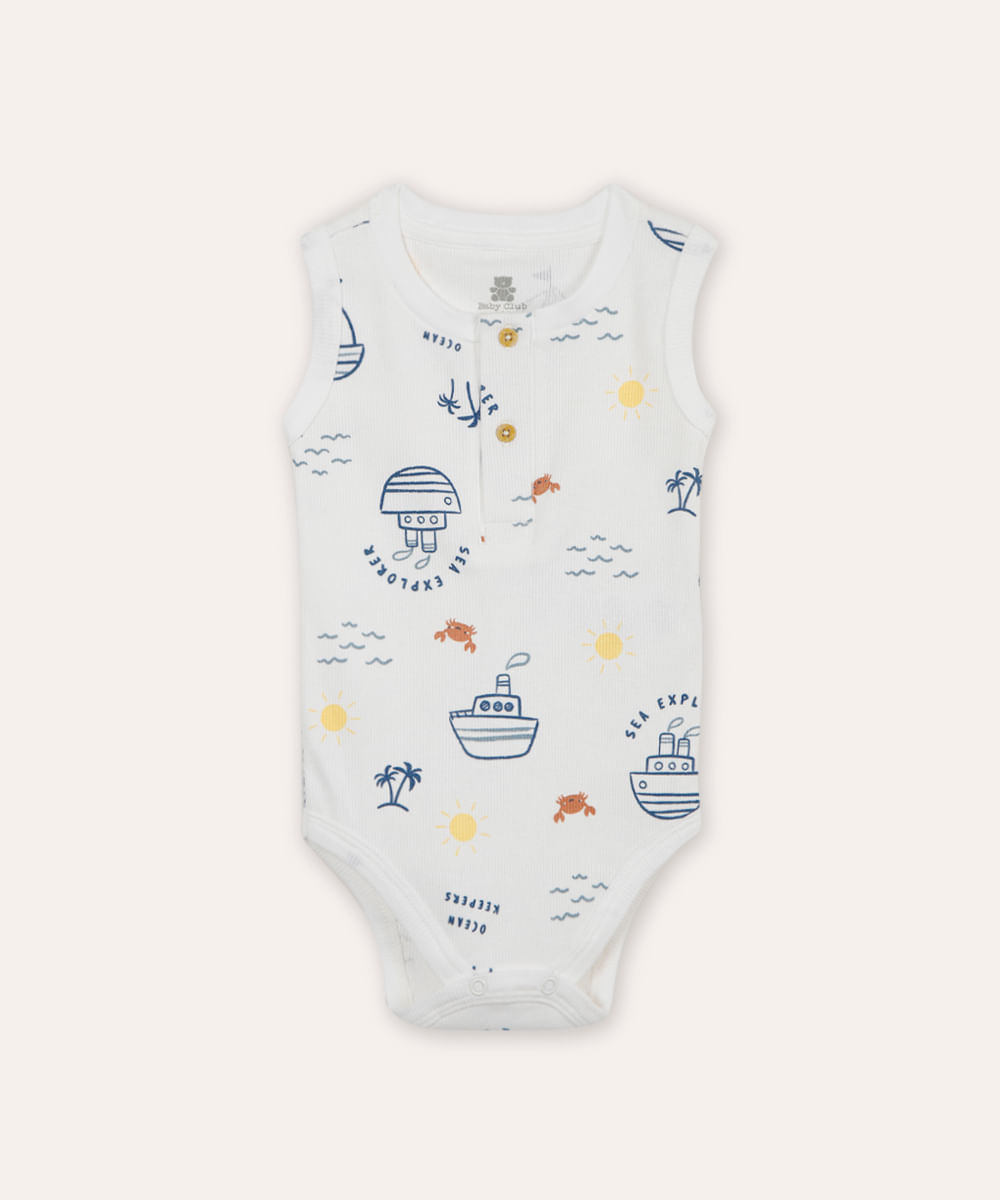 body de algodão infantil barquinhos off white
