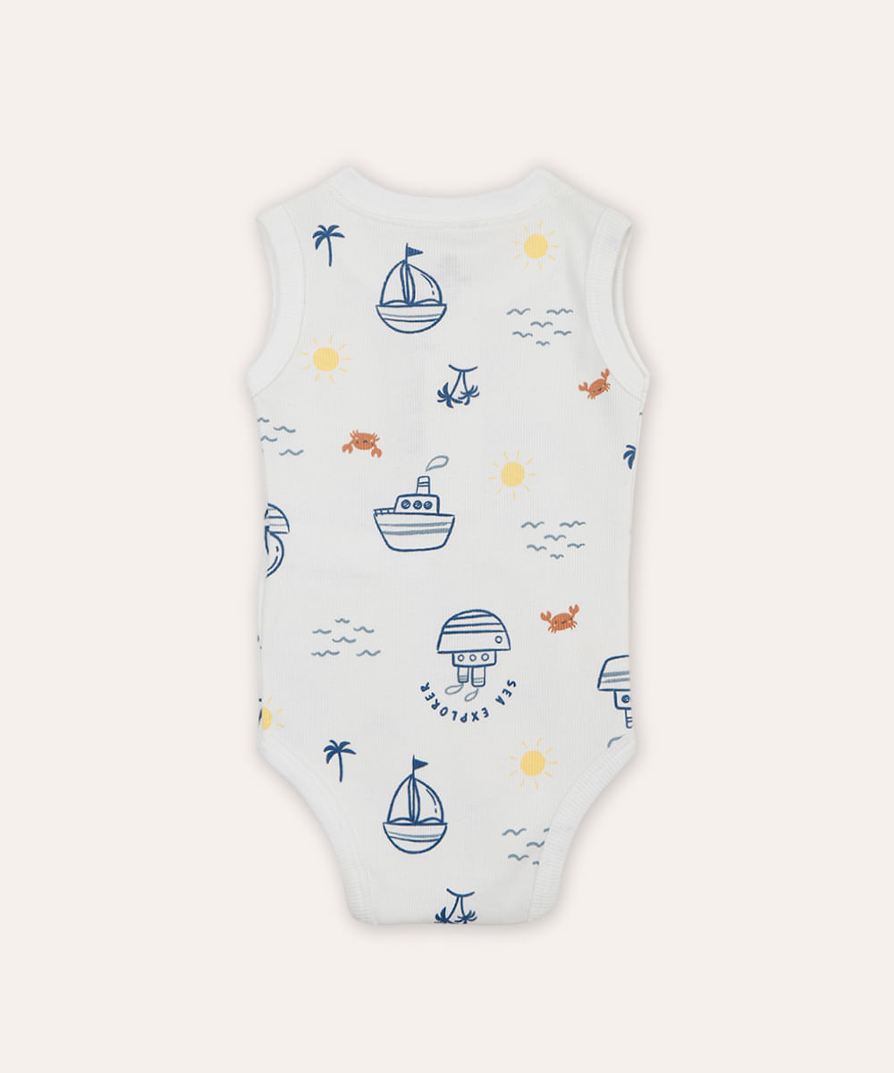 body de algodão infantil barquinhos off white