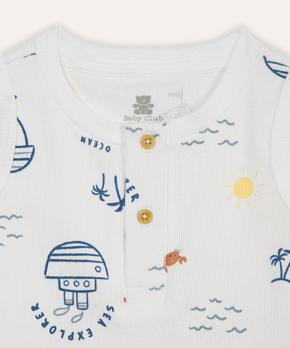 body de algodão infantil barquinhos off white