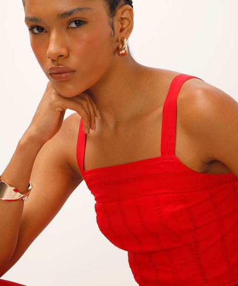 cropped de laise decote quadrado vermelho