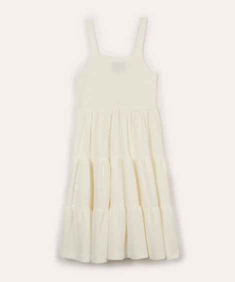 vestido infantil texturizado com laço off white