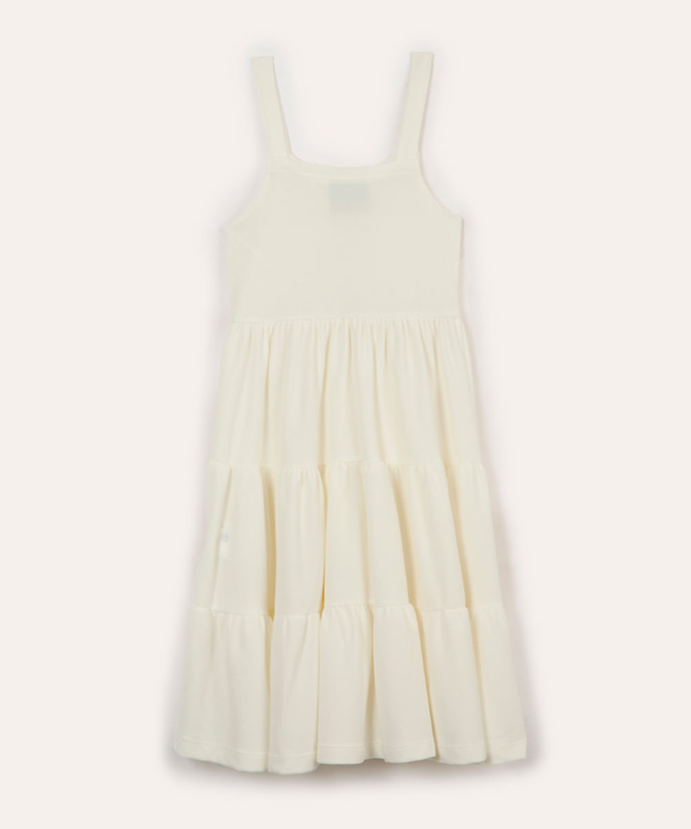 vestido infantil texturizado com laço off white