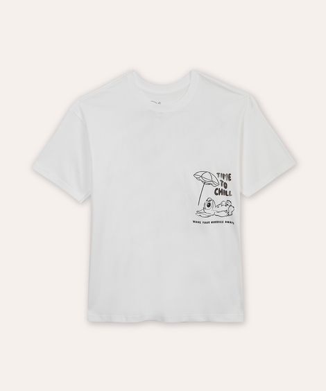 camiseta juvenil oversized stitch off white