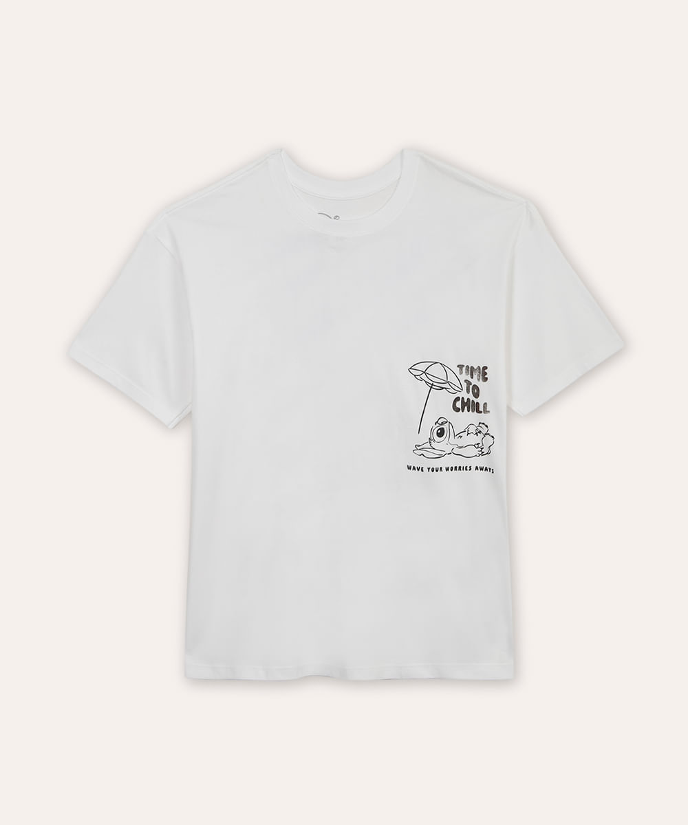 camiseta juvenil oversized stitch off white