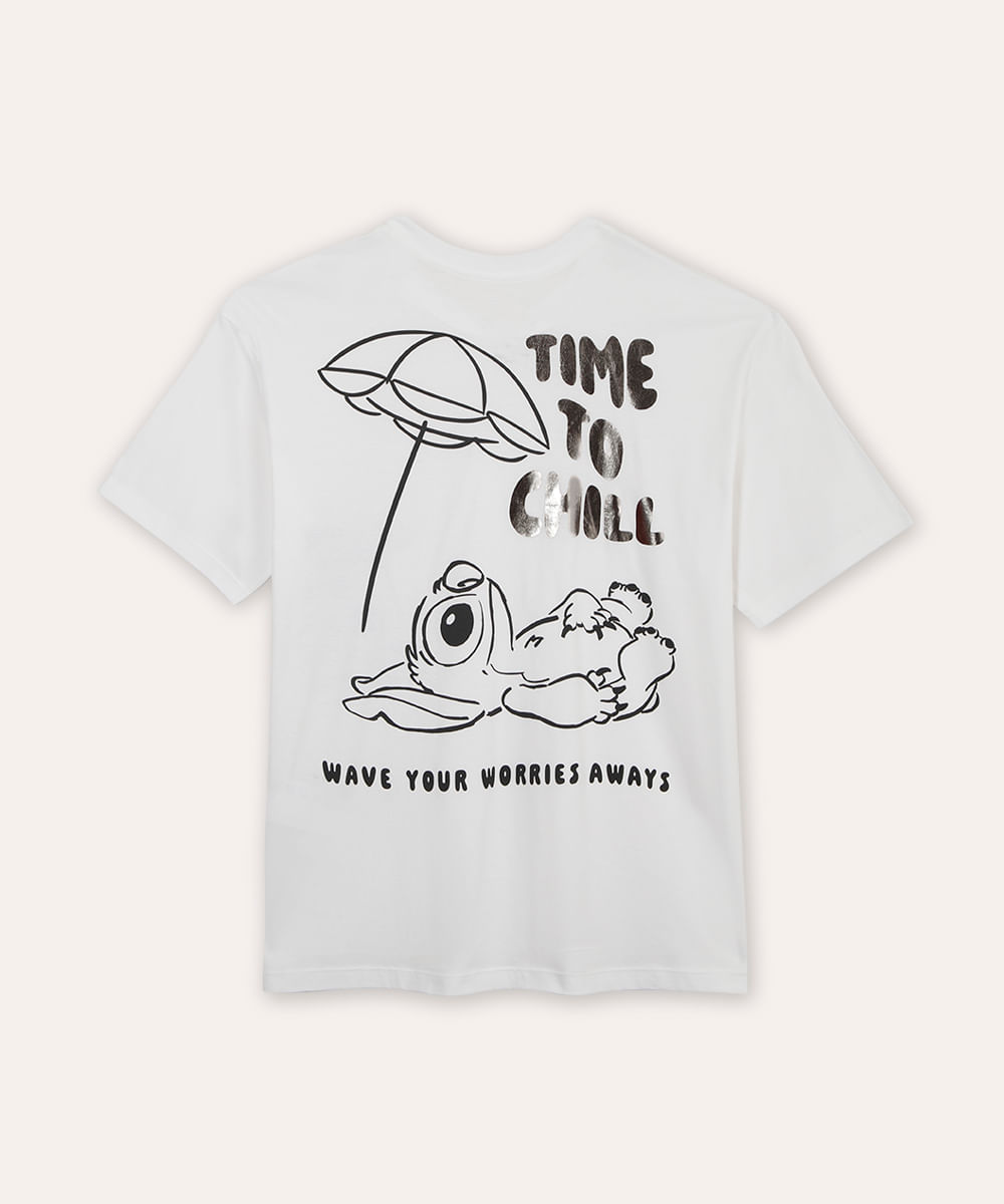 camiseta juvenil oversized stitch off white