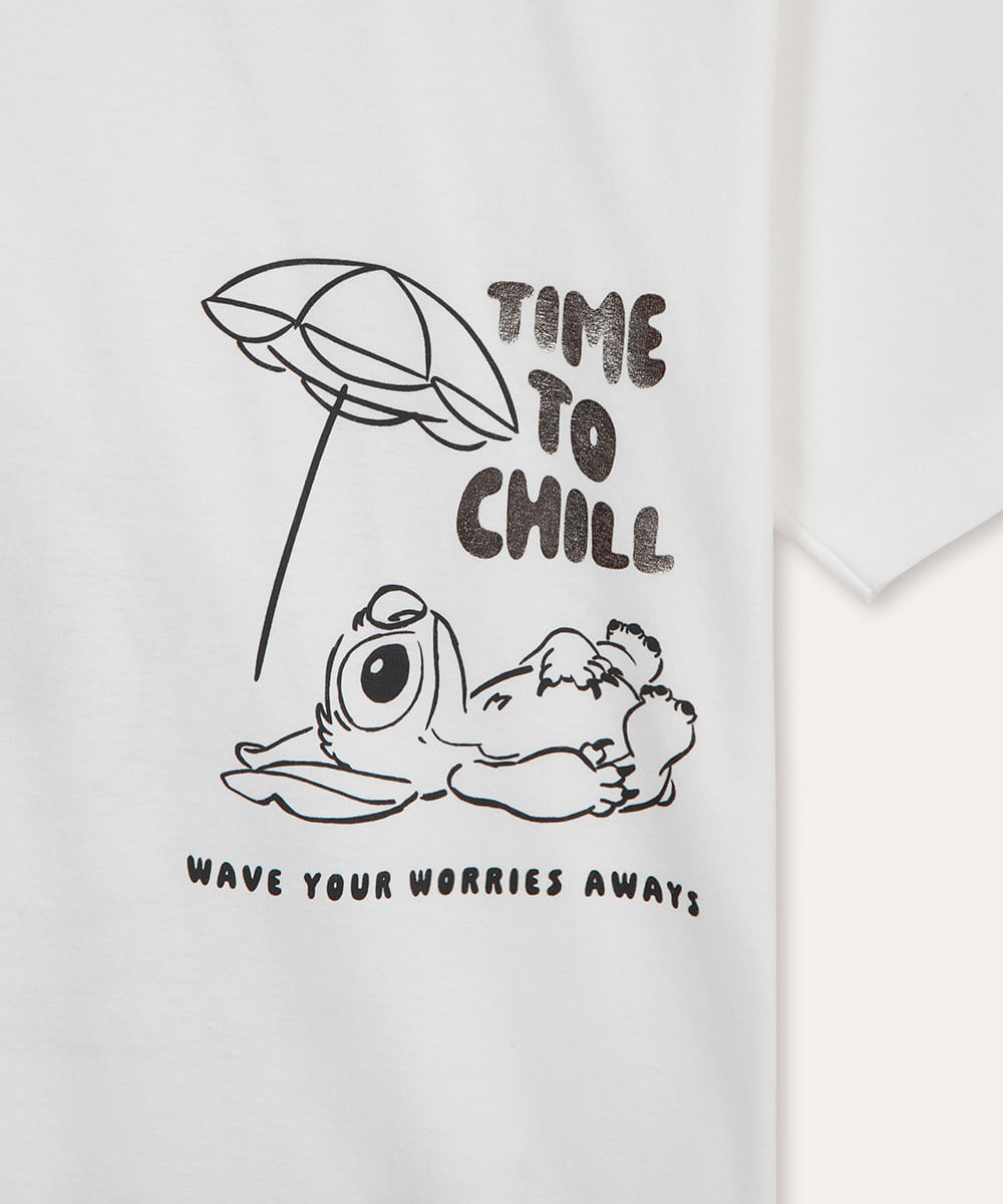 camiseta juvenil oversized stitch off white