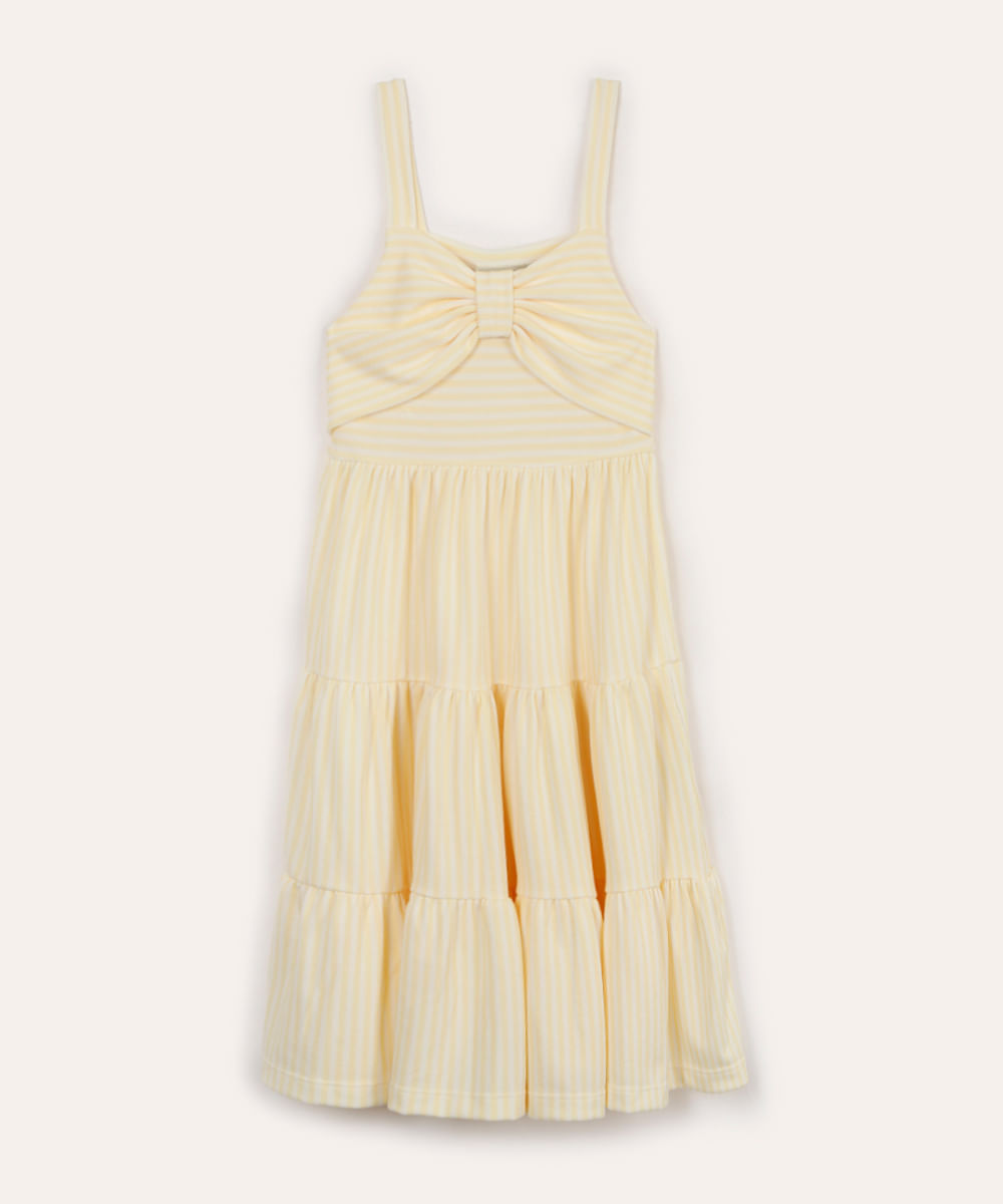 vestido marias infantil listrado amarelo