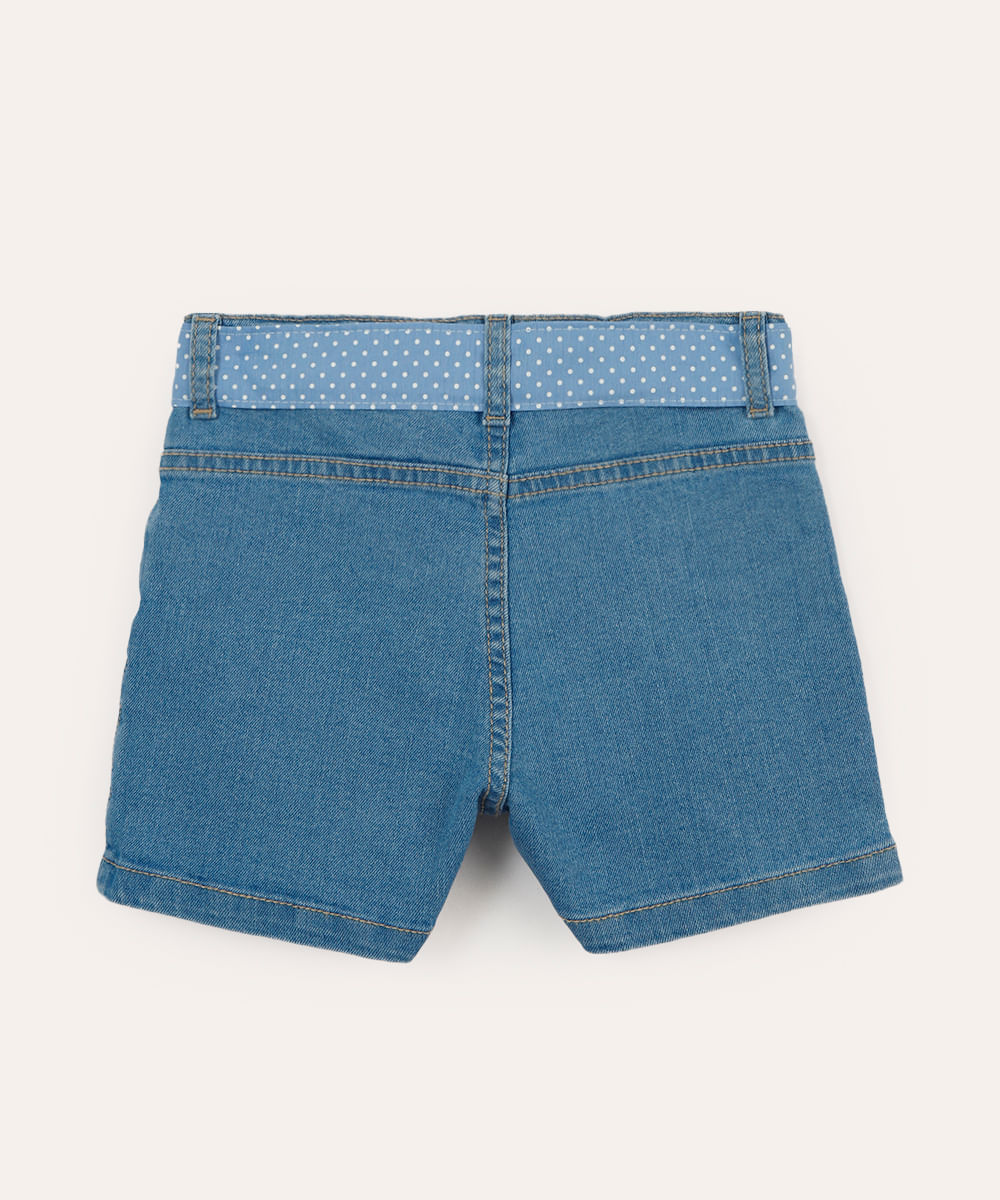 short jeans infantil com faixa azul