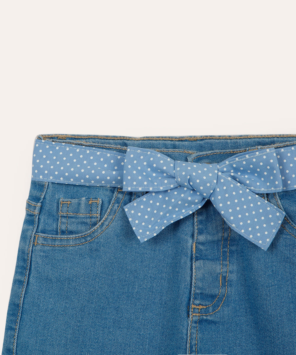 short jeans infantil com faixa azul