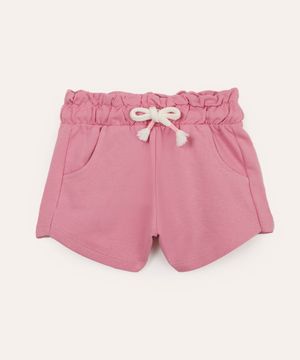 short clochard infantil de moletinho rosa