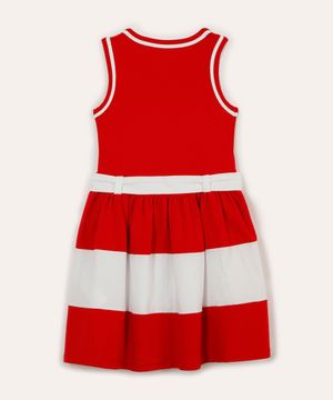 vestido infantil de algodão listrado vermelho