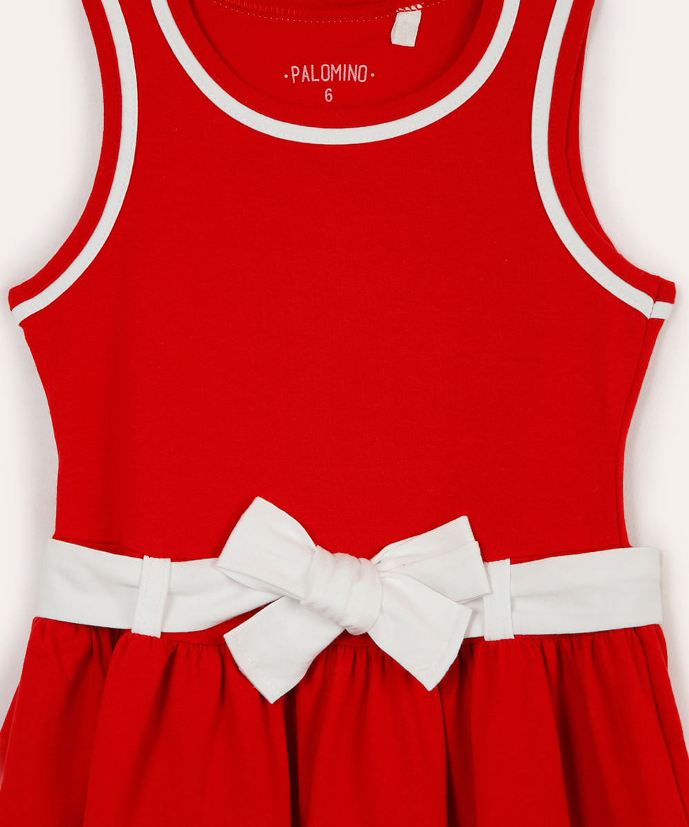 vestido infantil de algodão listrado vermelho