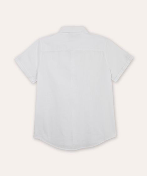 camisa de algodão juvenil manga curta off white